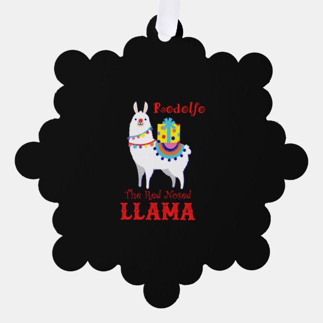 Rodolfo The Red Nosed Llama Ornament Card (Front)