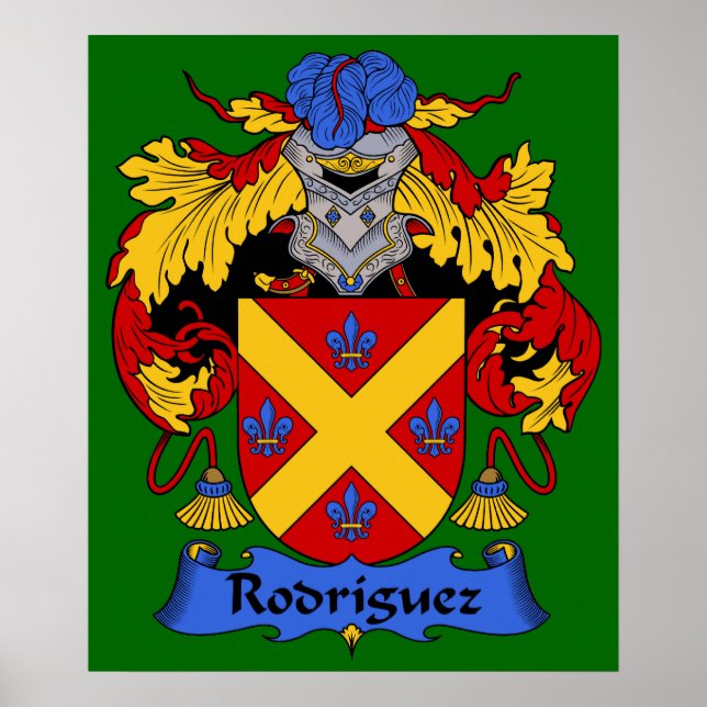 Rodriguez Coat of Arms Heraldic Print (Front)