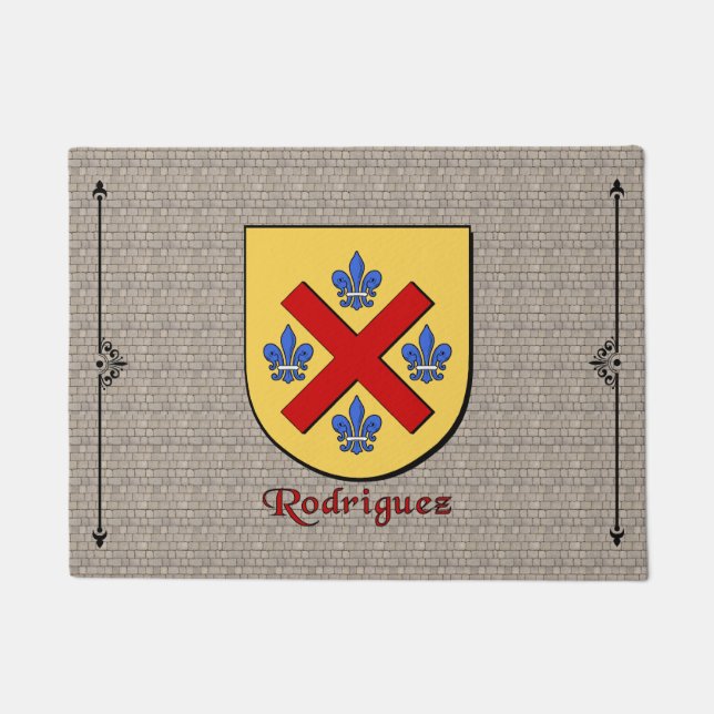 Rodriguez Historical Shield on Cobblestone Doormat (Front)
