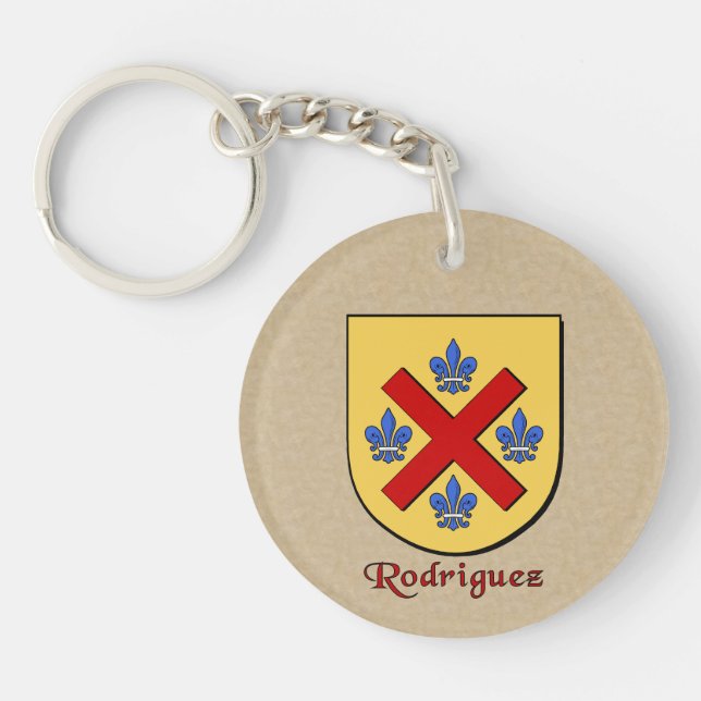 Rodriguez Historical Shield with Flag of Mexico Keychain (Front)