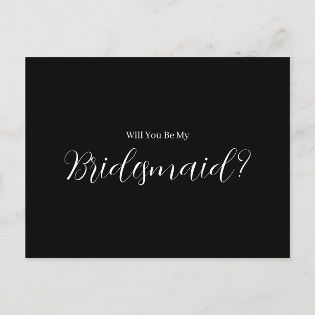 ROE Black & White Simple Bridesmaid Postcard (Back)