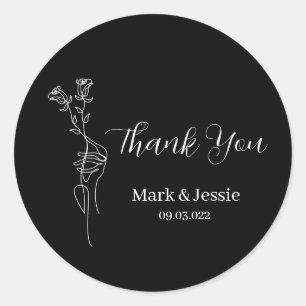 ROE Black & White Simple Wedding Label