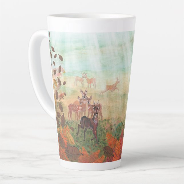 Roe Deer Capreolus capreolus in Forest Sunlight  Latte Mug (Left Angle)