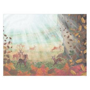 Roe Deer Capreolus capreolus in Forest Sunlight Tablecloth
