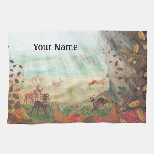 Roe Deer Capreolus capreolus Personalized Kitchen Towel (Horizontal)