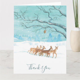 Roe Deer Group in Winter Thank You Card