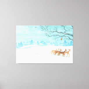 Roe Deer in a winter landscape Canvas Print