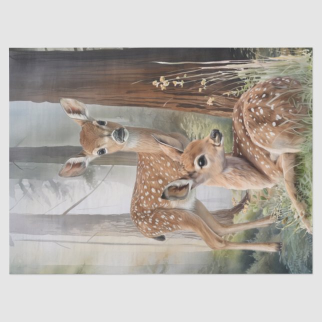 Roe Deer Redwood Forest Woodland Watercolor Tissue Paper (Front)