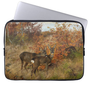 Roe Deer with Autumn Leaves Vintage Wildlife Laptop Sleeve