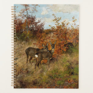 Roe Deer with Autumn Leaves Vintage Wildlife  Planner
