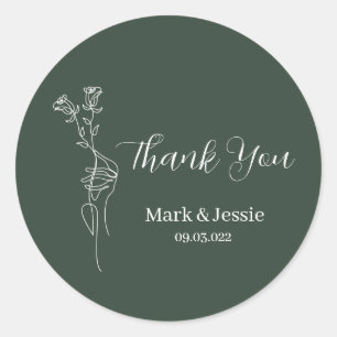 ROE Dusky Green & White Simple Wedding Label