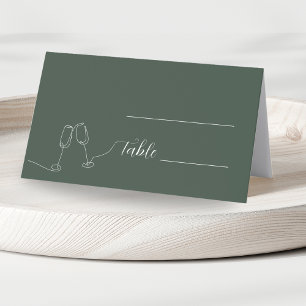 ROE Dusky Green & White Simple Wedding Place Card