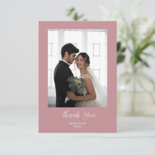ROE Pink & White Simple Photo Wedding Thank You Card