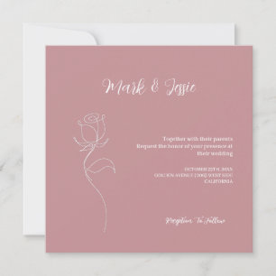 ROE Pink & White Simple Wedding Invitation