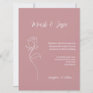 ROE Pink & White Simple Wedding Invitation