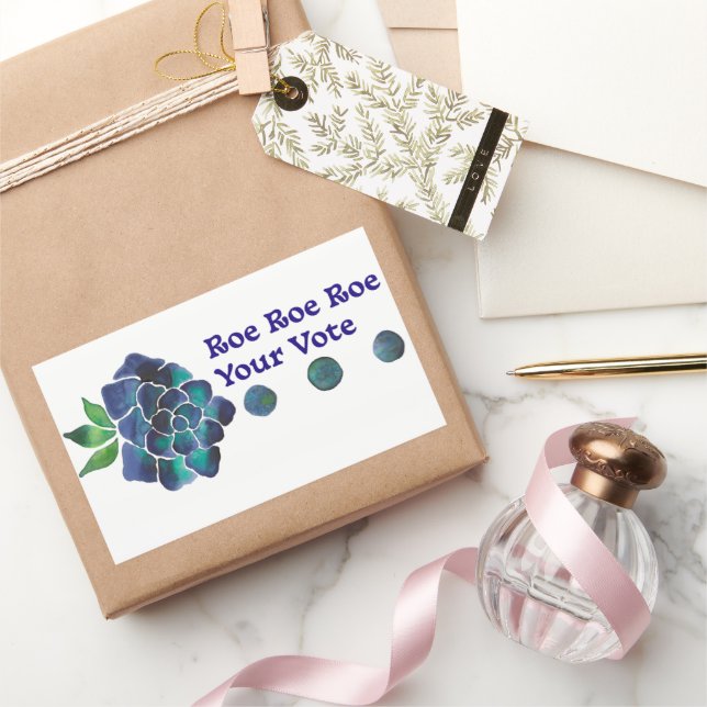 Roe Roe Roe Your Vote Blue Watercolor Rose Sticker (Gifting)