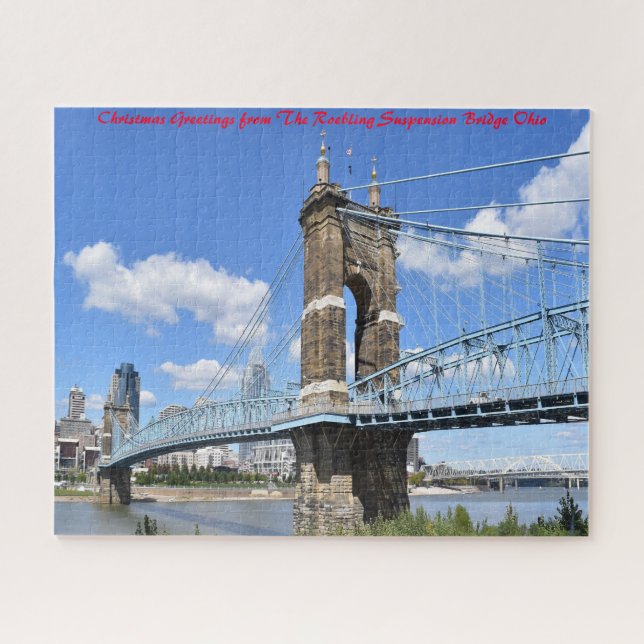 Roebling  Bridge Ohio. Christmas Greetings Jigsaw Puzzle (Horizontal)