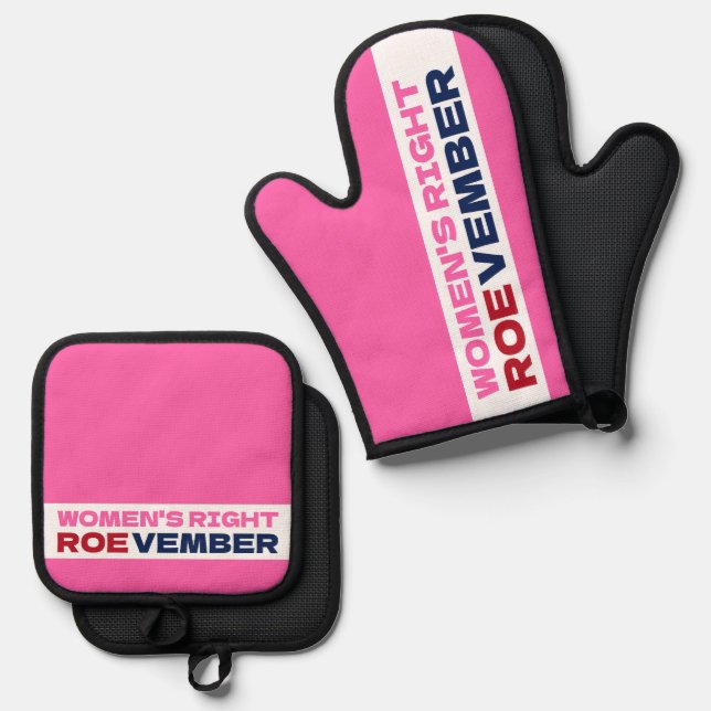 ROEVEMBER Women's Right Pro Choice Abortion  Oven Mitt & Pot Holder Set (Front/Back)