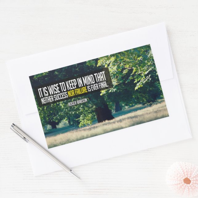 Roger Babson Inspirational Quote "Never final" Sticker (Envelope)