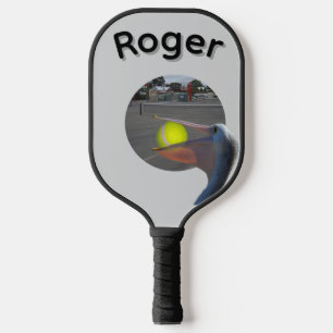 Roger Name With Ball Catching Pelican, Pickleball Paddle