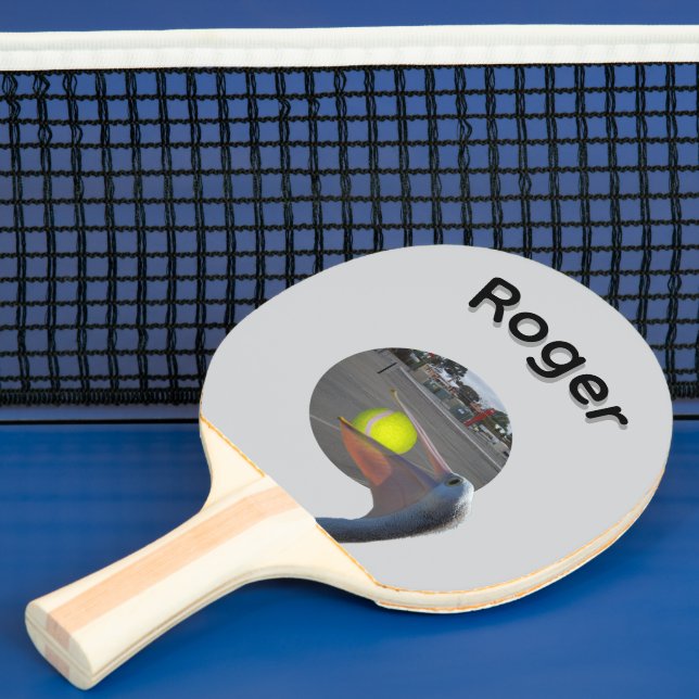 Roger Name With Ball Catching Pelican, Ping Pong Paddle (Insitu)