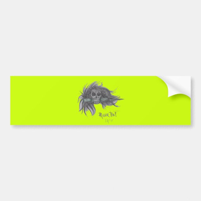 "Roger That" Skull Bumper Sticker (Front)