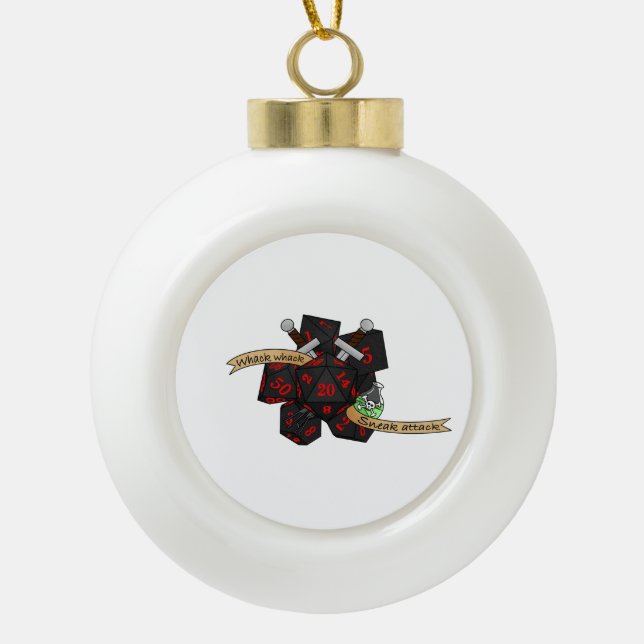 Rogue Dice Design Ceramic Ball Christmas Ornament (Front)