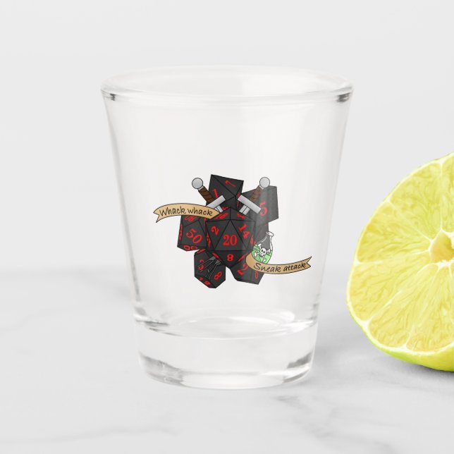 Rogue Dice Design Shot Glass (Front)