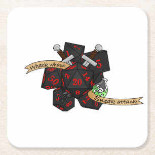 Rogue Dice Design Square Paper Coaster