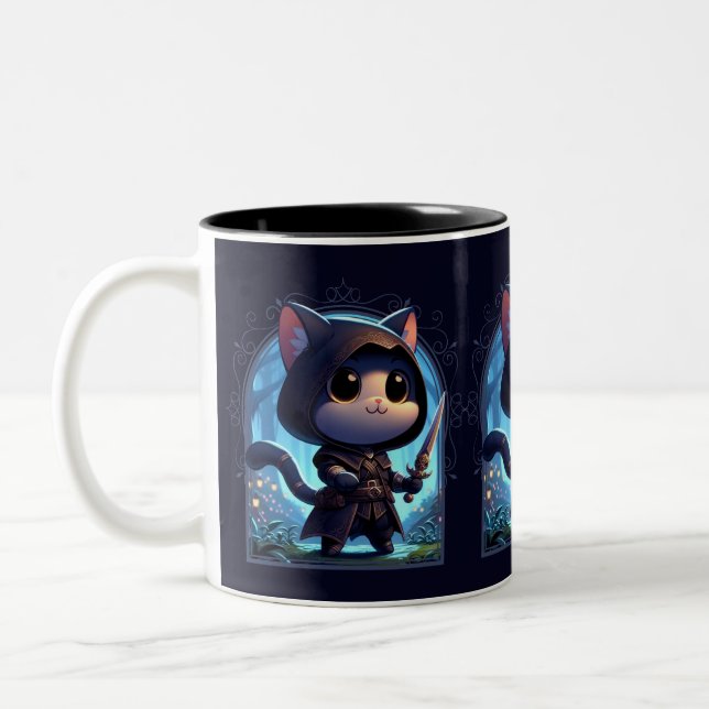 Rogue Feline Fantasy Adventure Two-Tone Coffee Mug (Left)