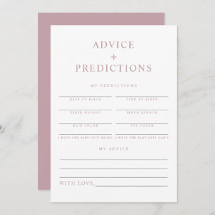 ROGUE Modern Dusty Pink Baby Advice & Predictions Invitation