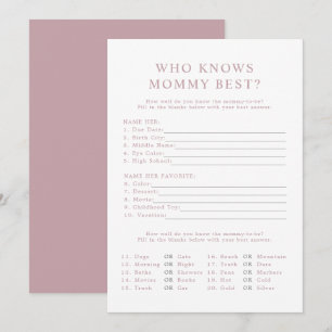 ROGUE Modern Dusty Rose Who Knows Mom Best Game Invitation