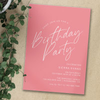 Rogue Pink | Modern Script Girly Any Age Birthday
