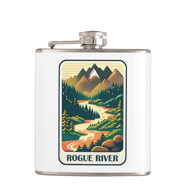 Rogue River Oregon Colours Hip Flask (Front)