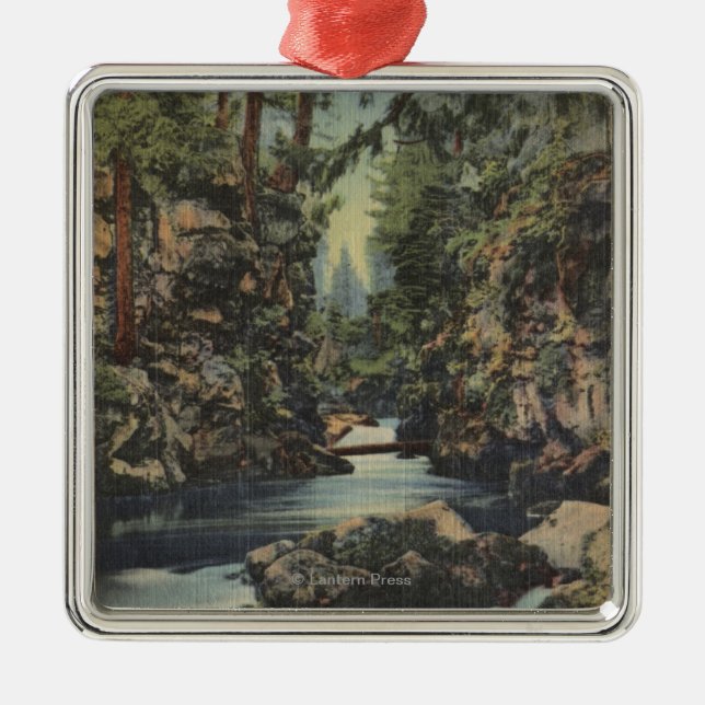 Rogue River, Oregon - Upper Gorge View of River Metal Ornament (Front)