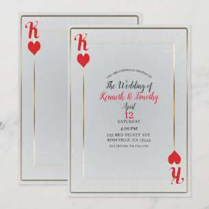 Roi de cœur blanc et rouge Carte de mariage élégan