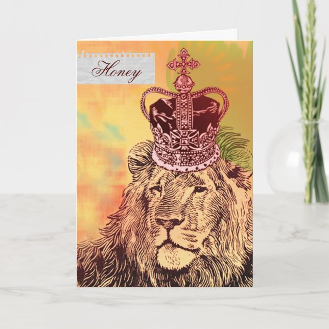 Roi des cartes d'anniversaire de la jungle | (Devant)