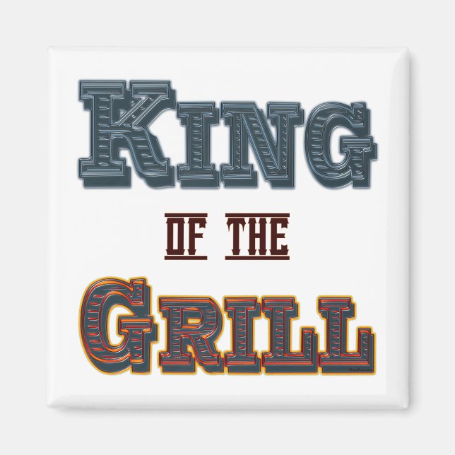 Roi du grill BBQ Cuisine Slogan Magnet (Devant)