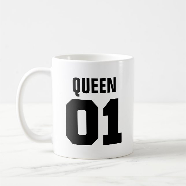 Roi et Reine| Tasse de café de typographie moderne (Gauche)