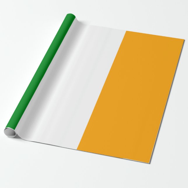 ROI Irish Tricolor Flag Wrapping Paper (Unrolled)