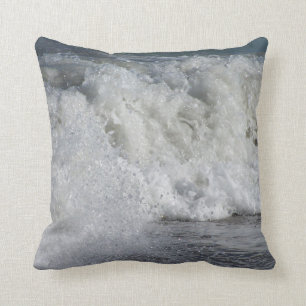 roiling waves on florida beach throw pillow