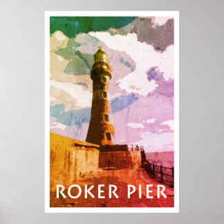 ROKER PIER, SUNDERLAND affiche de style Vintage