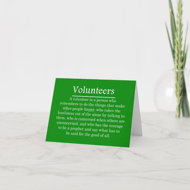 Role of Volunteers Card (Front)