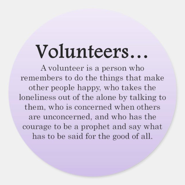 Role of Volunteers Classic Round Sticker (Front)