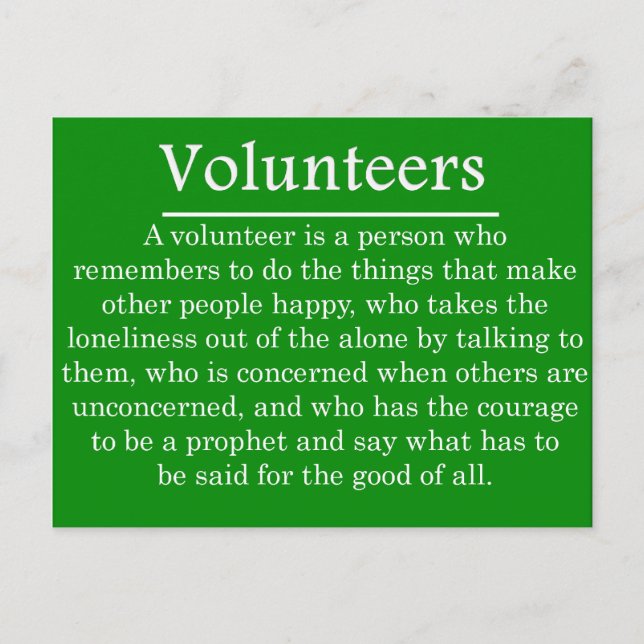 Role of Volunteers Postcard (Front)