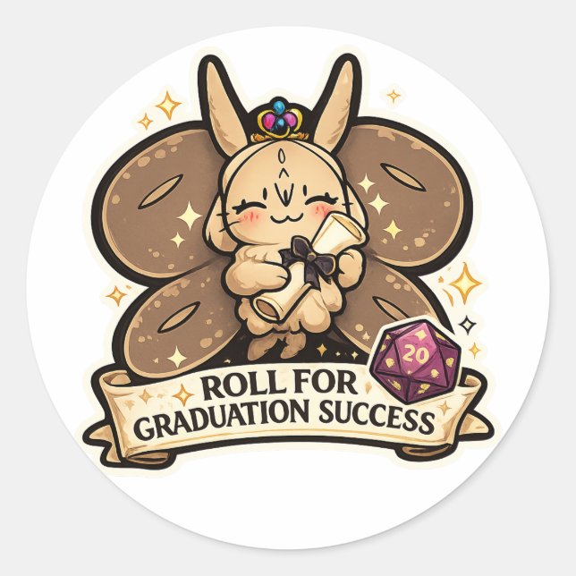 Roll For Graduation Success Fairy Moth Sticker (Front)