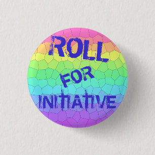 "Roll for Initiative" Distressed Dungeons Dragons 1 Inch Round Button