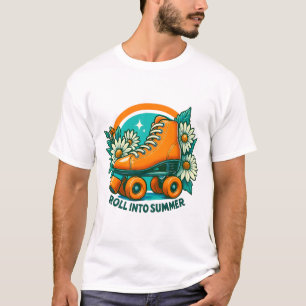 "Roll Into Summer" Retro Roller Skate T-shirt