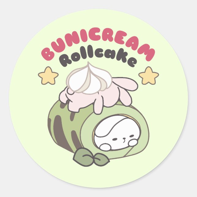 Roll Into Sweetness Bunicream Rollcake Delight Classic Round Sticker (Front)