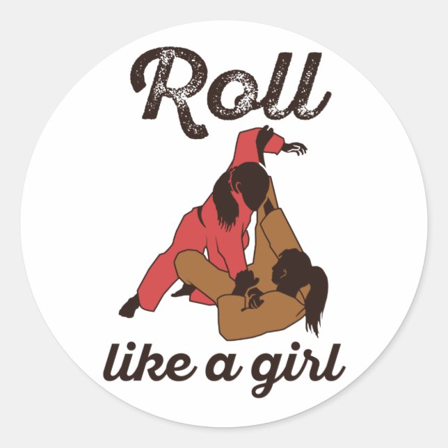 Roll Like a Girl Jiu Jitus Classic Round Sticker (Front)